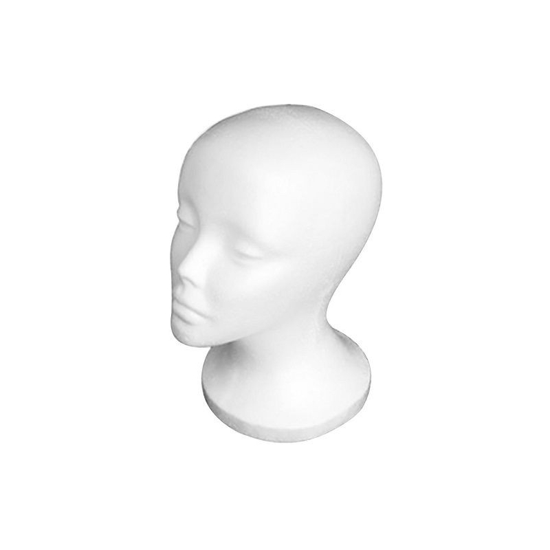 Tete de Mannequin Femme en polystyrène injecté couleur Blanche