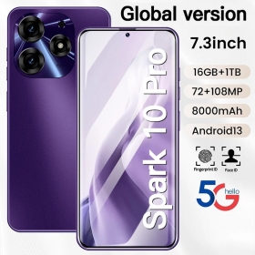 Tecno Spark 10 Pro Téléphone 5G mobile, écran 7.3 pouces HD Android 13