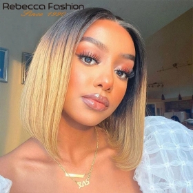 Perruque Bob Lace Front Wig brésilienne naturelle lisse-Sophia