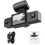 Dashcam enregistreur caméra de tableau de bord à 3 canaux pour voiture DVR