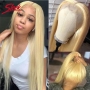 Perruque Lace Front Wig brésilienne naturelle lisse, blond 613, pre-plucked, densité 180, pour femmes africaines